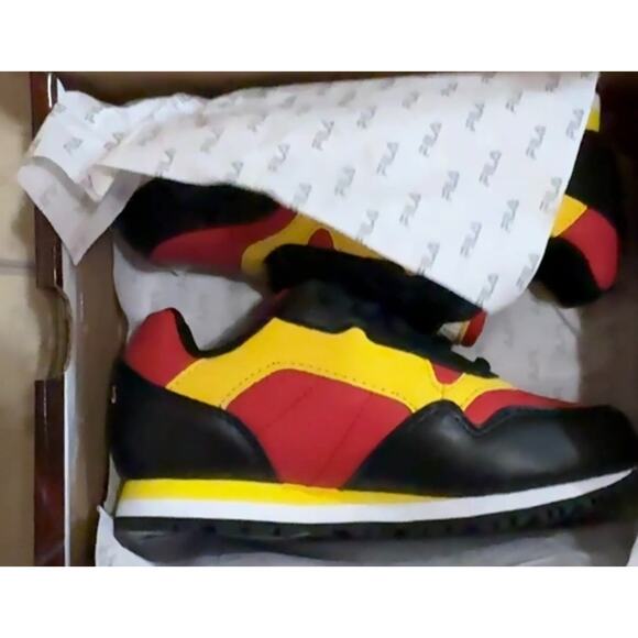Fila Cress Color Block Red Black Yellow Size 12.5 Kids Gym Shoe Sneakers NEW - Picture 5 of 5